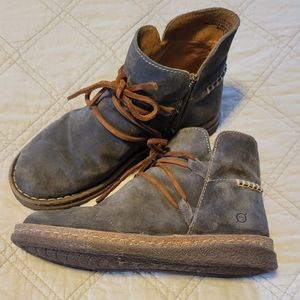 Gray suede booties
